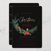 シックモダンク企業のリスマスウォーターリース 招待状 (正面/裏面)