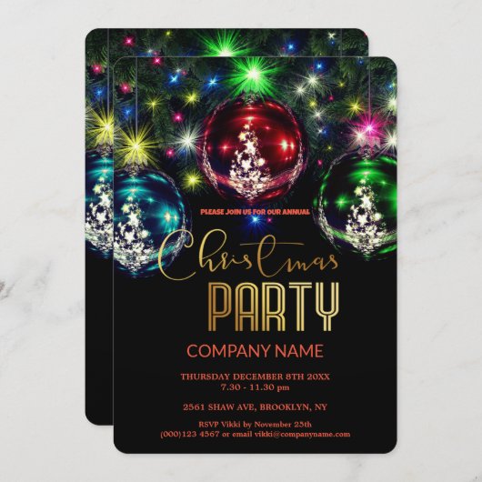 シックモダンク企業のリスマスヴィンテージ装飾 招待状 (正面/裏面)