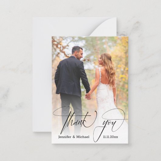 シックモダンク感謝していラクの写真2枚結婚目 ノートカード (正面)