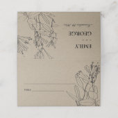 シックモダンク素朴ラフト黒線スケッチフローラ プレイスカード (外部開封)