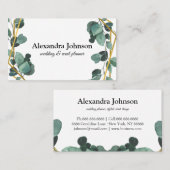 シックモダングリーナリーユーカリ幾何学模様 名刺 (正面/裏面)