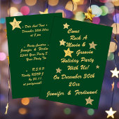 シックモダングリーンと金ゴールドスターズグルービーホリデー 招待状