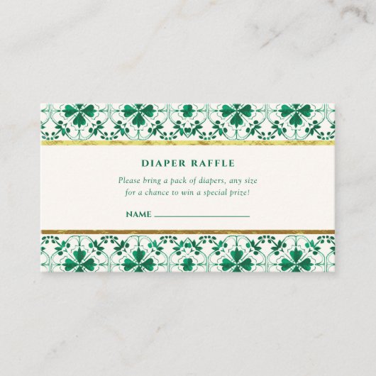 シックモダングリーンセントパトリックの日の赤ちゃんシャワー エンクロージャーカード (正面)