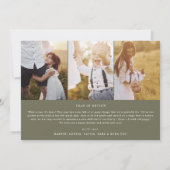 シックモダングリーンファミリーフォトコラージュニュースレター シーズンカード (裏面)