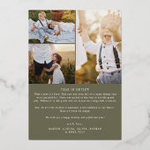 シックモダングリーンフォイルのクリスマス年レビュー 箔シーズンカード (裏面)