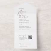 シックモダングリーンホワイトジャスト愛QRコード結婚s オールインワン招待状 (内側)