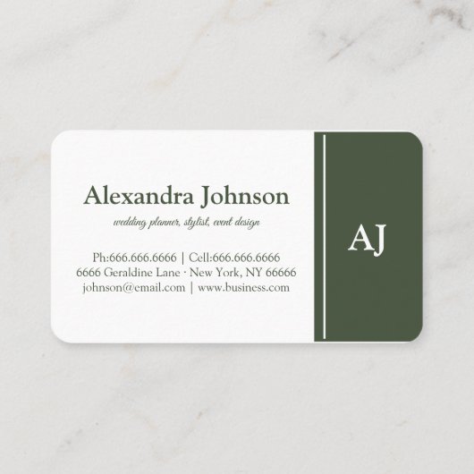 シックモダングリーンモノグラムスタイリッシュトレンディー 名刺 (裏面)