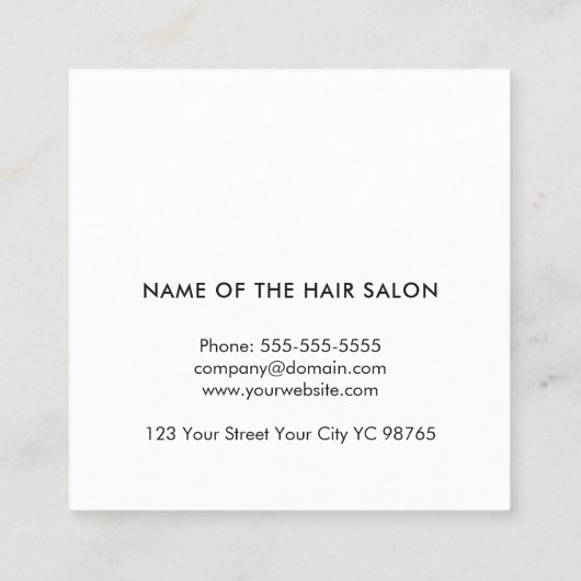 シックモダングレイストライプ金ゴールド美容師 スクエア名刺 (裏面)