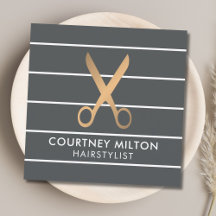 シックモダングレイストライプ金ゴールド美容師