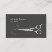 シックモダングレイフェイクシルバーシザー美容師 名刺 (正面)