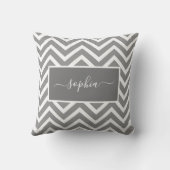 シックモダングレーシェブロンジグザグパターン名 クッション (裏面)
