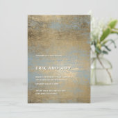 シックモダングレーブルー金ゴールド結婚式招待状 (スタンド正面)
