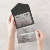 シックモダングレー&ピンクシャイングラムズ結婚ズ オールインワン招待状 (貼ってはがせる)