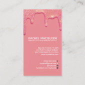 シックモダンコーラルピンクグリッタードリップスビジネスカード 名刺 (裏面)