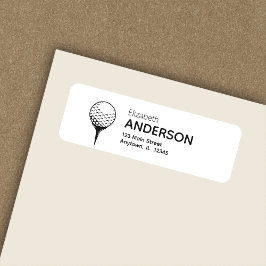 シックモダンゴルフボール&ティーホワイト差出人住所 ラベル