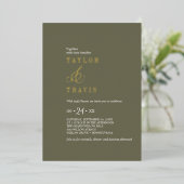 シックモダンゴールドフォイルオリーブグリーンカジュアルズ 箔招待状 (立ち正面)