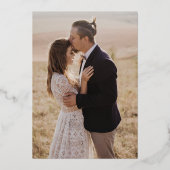 シックモダンゴールドフォイルオリーブグリーンフォトズ結婚ーズ 箔招待状 (裏面)