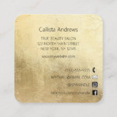 シックモダンゴールドフォイルモノグラムメイクアップアーティスト スクエア名刺 (裏面)