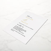 シックモダンゴールドフォイル白黒カジュアル結婚ズ 箔招待状 (回転した状態)