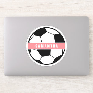 シックモダンサッカーボールガーリーピンクスポーツモノグラム シール