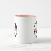 シックモダンサッカーボールガーリーピンクスポーツモノグラム マグカップ (中央)