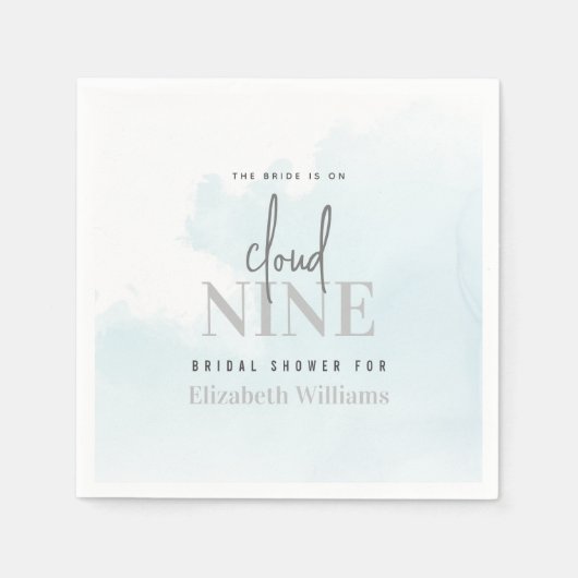 シックモダンザブライドオンクラウド9ブライダルシャワー スタンダードカクテルナプキン (正面)
