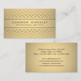 シックモダンシェブロン黒とフェイクゴールドフォイル 名刺