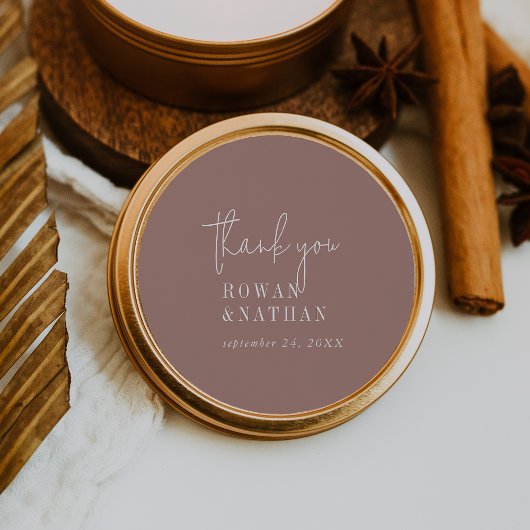 シックモダンシナモンピンクありがとうステッカー ラウンドシール