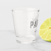 シックモダンシルバーグリッターモノグラムバースデーパーティー ショットグラス (左)