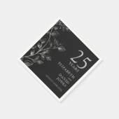 シックモダンシルバーフローラ25結婚周年 スタンダードカクテルナプキン (角)
