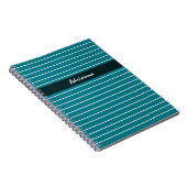 シックモダンシンティール（緑がかった色）ストライプの名前 ノートブック (右側)