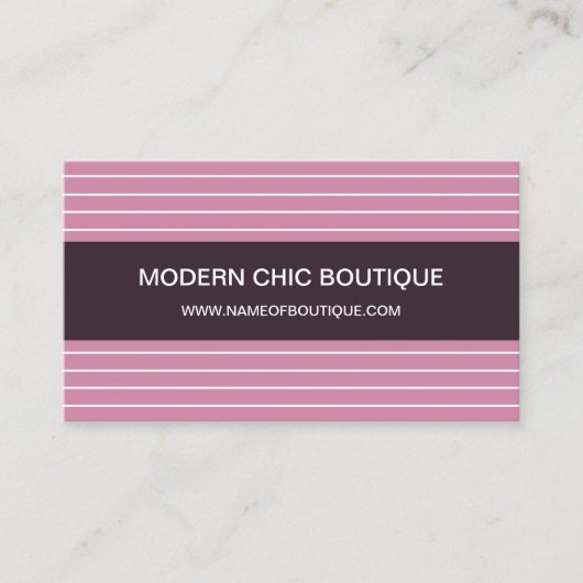 シックモダンシンピンクファッションブストライプティック 名刺 (正面)