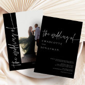 シックモダンシンプルフォトブラック&ホワイト結婚ズ 招待状