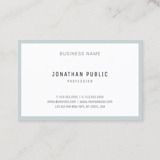 シックモダンシンプルブルーグリーンミニマリストテンプレート 名刺 (裏面)