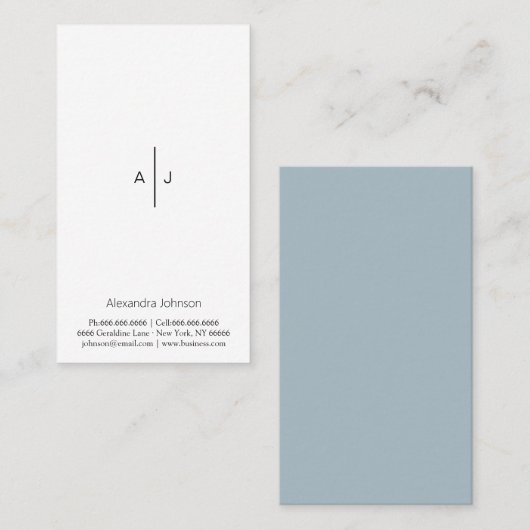 シックモダンシンプルミニマリストホワイトブルーグレー 名刺 (正面/裏面)