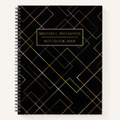 シックモダンジオメトリックパタパーソナライズされたーン名 ノートブック (正面)