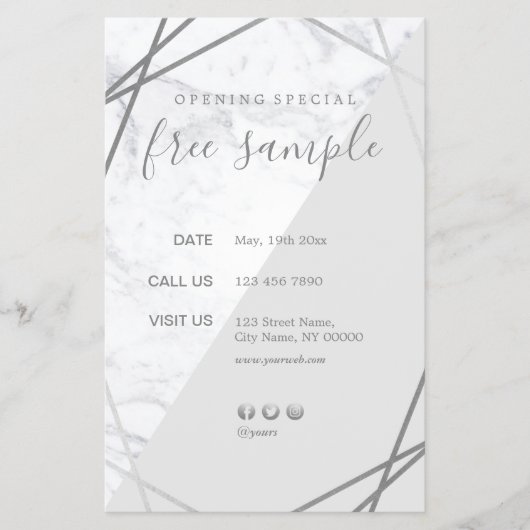 シックモダンジオメトリックマーブルシルバー5.5x8.5 チラシ (正面)