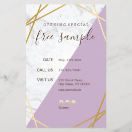 シックモダンジオメトリック金ゴールドマーブルラベンダー5.5x8.5 チラシ