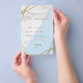 シックモダンジオメトリック金ゴールド大理石ブルー5.5x8.5 チラシ (ハンドル)