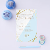 シックモダンジオメトリック金ゴールド大理石ブルー5.5x8.5 チラシ (シングル)