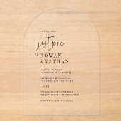 シックモダンジャストモダンラヴユニークアー結婚チ アクリル招待状 (正面)