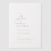 シックモダンジャストモダンラヴユニーク結婚ズ ベラム紙招待状 (正面)