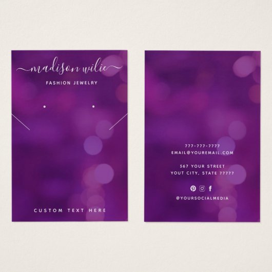 シックモダンジュエリーネックレスイヤリングディスプレイカード (正面&裏面)