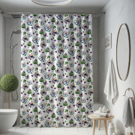 シックモダンスカラフルテンドグラス花柄 シャワーカーテン