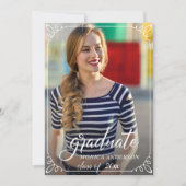 シックモダンスクリプエレガントトPHOTO卒業パーティー 招待状 (正面)