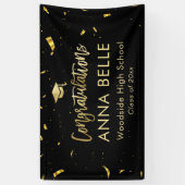 シックモダンスクリプトエレガント金ゴールド卒業 横断幕 (縦)