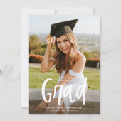 シックモダンスクリプトグラッド写真卒業 案内状 (正面)
