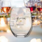 シックモダンスクリプトグルーム金ゴールドボウタイ名結婚ズ ステムなしワイングラス