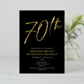 シックモダンスクリプトセヴェント70th誕生日パーティー 箔招待状 (立ち正面)