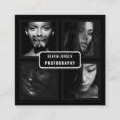 シックモダンスクリプトタイポグラフィシンプル写真家 スクエア名刺 (正面)